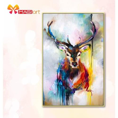 Cross stitch kits Embroidery needlework sets 11CT water soluble canvas patterns 14CT Animal Style oil painting elk-NCMA083