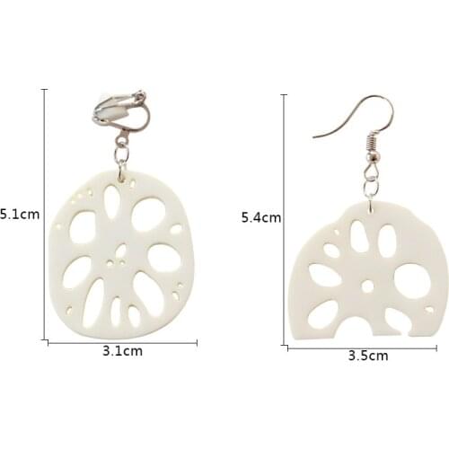 Handmade Women Girls Punk Funny Acrylic Earrings Food Lotus Root Shape Clip On Earrings Without Pierced for Lady Party