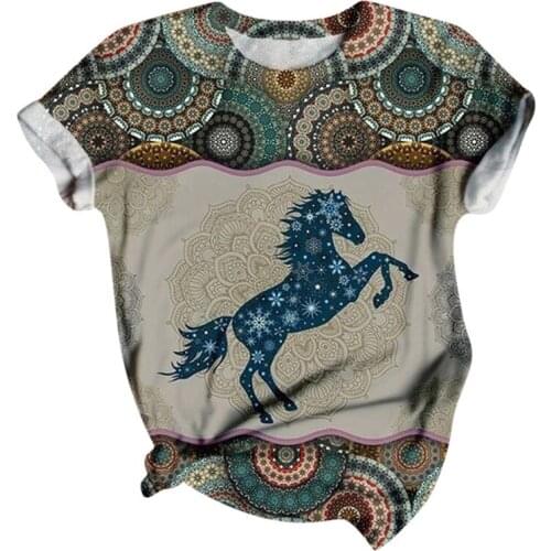 Harajuku Graphic Tee 2021 Women Fashion Short Sleeve O-Neck Animals Printed Cotton Loose T Shirt Casual Tops Camisetas Mujer