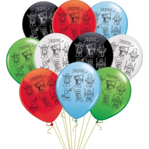10pcs/lot 12inch Boys Kids Ninjago Theme Birthday Party Balloon Latex Ninja Ballons Legoing Party Baby Shower Party Supplies