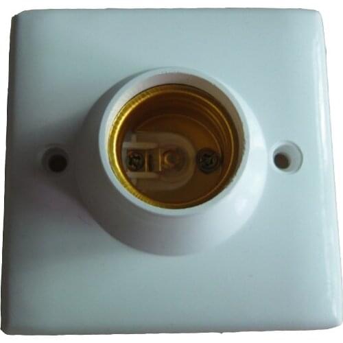 10pcs E27 lamp holder, square Lamp Bulb Socket Bases White lamp holder, flame retardant PBT