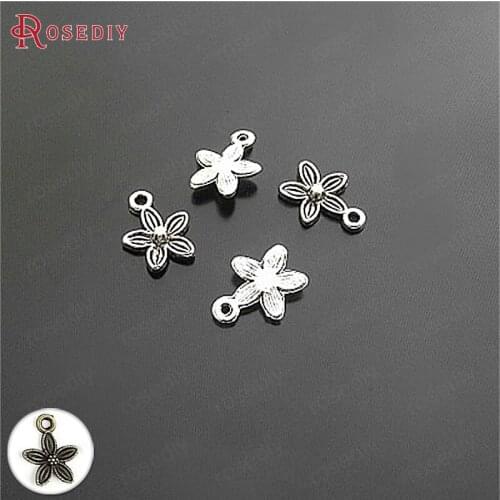 100PCS 11MM Antique Style Zinc Alloy Flower Charms Pendants Diy Jewelry Findings Accessories Wholesale