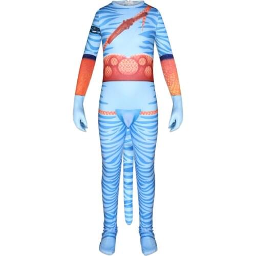 2020 Kids Fancy Avatar 2 Cosplay Costume Zentai Bodysuit Hero Jumpsuits Cosplay Halloween Costumes Kids Boy Girl Party Costume