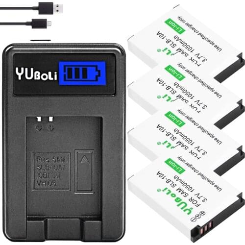 4Pcs SLB-10A SLB 10A SLB10A Camera Batteries for Samsung HMX-U10 HMX-U100 SL720 SL310W SL820 HZ15W HZ10W ES60