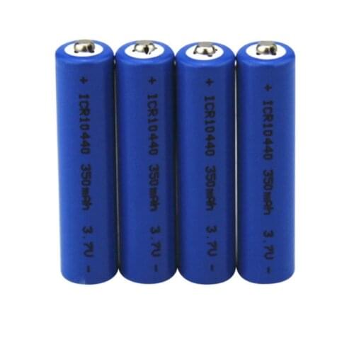 4pcs/lot High quality 3.7v 350mAh AAA rechargeable battery 10440 lithium battery hand suitable flashlight