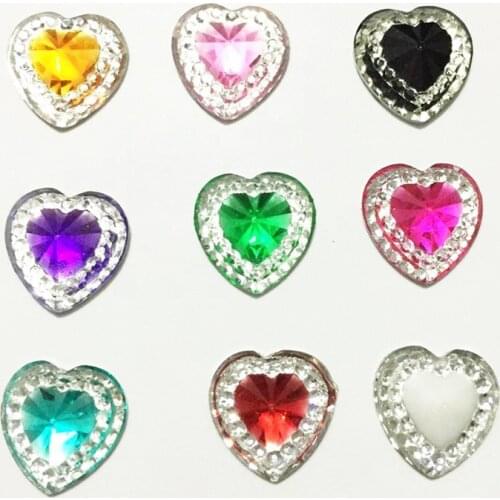 Shiny 80Pcs Resin 12mm Glitter Heart Flatback Rhinestone for Clothing Accessories DIY Jewelry Scrapbook Crafts OC30A