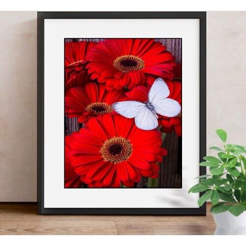 Diamond Painting Cross Stitch Floral Full Square Crystal Needlework Craft Diamond Embroidery Butterfly Flower Decor