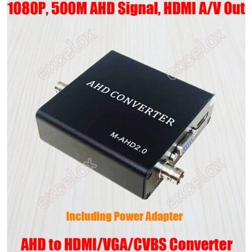 720P 1080P HD AHD to VGA CVBS Analog HDMI-compatible Audio Video Output Signal Converter Including Power Adapter for CCTV Camera