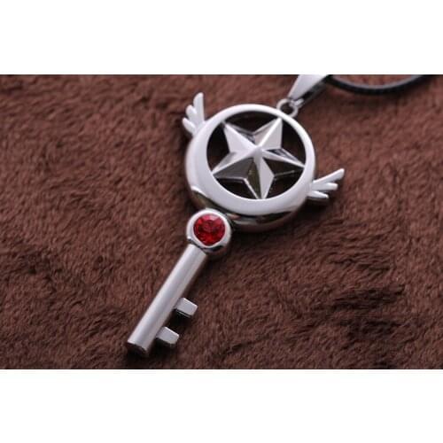 Anime Card Captor Sakura Magic Wand Crystal Key Pendant Necklace Women men Jewelry Collares