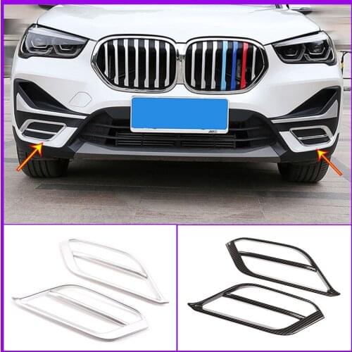 Car Styling For BMW X1 F48 2020-2021Car Front Fog Lights Bumper Both Sides Decorative Frame Stickers ABS Chrome Accessories