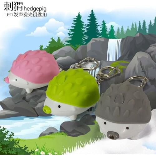 FREE SHIPPING BY DHL 200pcs/lot 2015 Plastic LED Hedgehog Shaped Keychains with Sound Novelty Children Toy Keyrings
