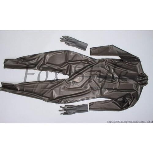 Latex handmade catsuit transparent black rubber bodysuit tight for woman 100% nature