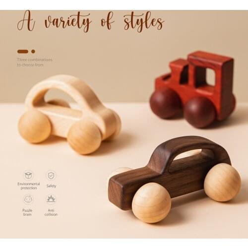 3 Pcs/Set Wooden Toys Car Cartoon Educational Montessori Toys Children Baby Teething Newborn Birthday Gift Wood Toy