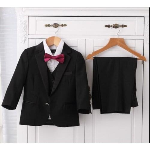 Kids/Children Black Formal Boys Wedding/Tuxedo Suits Boy Blazer Suit Mariages/Perform Dress Costume Infants Blazer 5 pcs/set