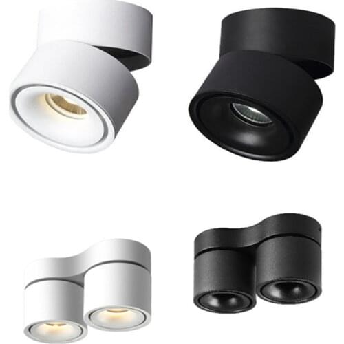 COB Down Light Dimable Folding Rotating Single and Double Head Ceiling Spotlight AC85-265V LED Ceiling Light for Interior