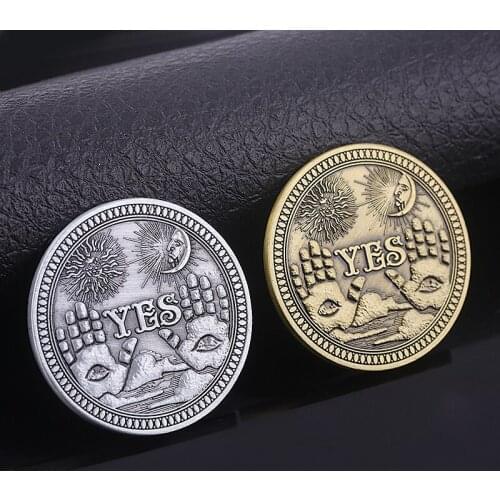 Halloween YES/NO Magic Lucky Coin Two Sides Antique Collection Coin Metal Keychains For Choice Difficulties People 2020 Gift