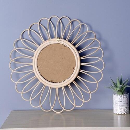 Rattan Innovative Art Homestay Decoration Makeup Mirror Dressing Bathroom Wall Hanging Mirrors Kitchen Bathroom Mirror Dropship