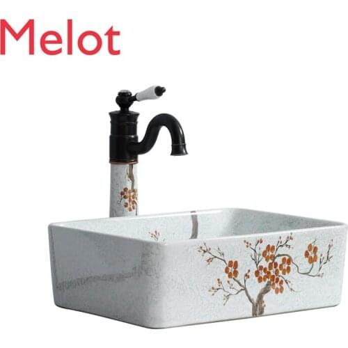 Ceramic Upper Basin Washbasin Chinese Basin Balcony Basin Bathroom Wash Basin Small Size Splash-Proof Water Household
