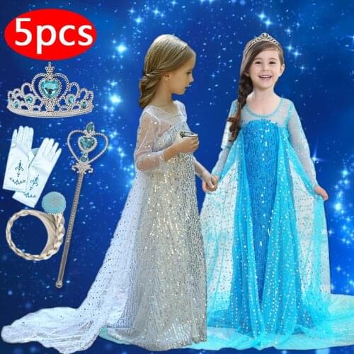 Fantasic Sequins Princess Costume Winter Long Sleeve Kids Dresses for Girls Halloween Party Children Cosplay Girls Dress up