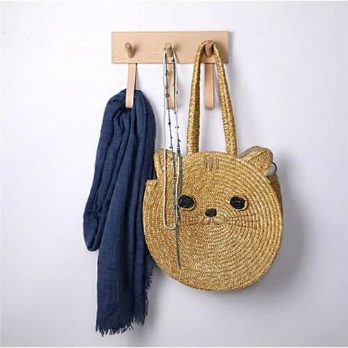 Creative Wall-mounted Wooden Coat Hook Living Room Bag Key Hanging Storage Rack Home Sundries Holder