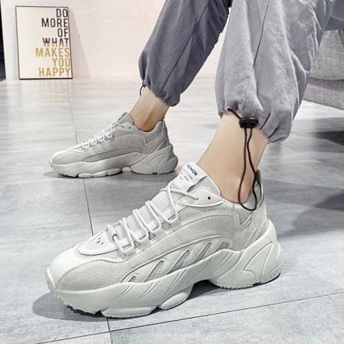 Height Rubber Sole Sport Shoes Men Running Shoes Sports Sneakers White Gray Flat Sneackers Sneakeres Child Krasaovki Boty E-835