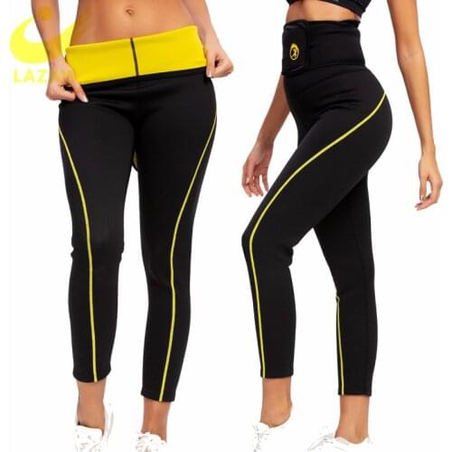 LAZAWG Slimming Yoga Pant Women Waist Trainer Corset Body Shaper Belt Sweat Sauna Fat Burn Shorts Thigh Trimmer Leg Shaper Pants