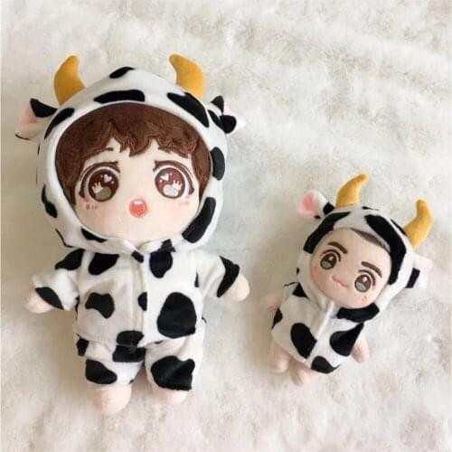 Limit kpop star cartoon cow suit clothes costume fit for15cm 20cm plush doll toy stuffed MDZS creative cute Cos Gift lovely C