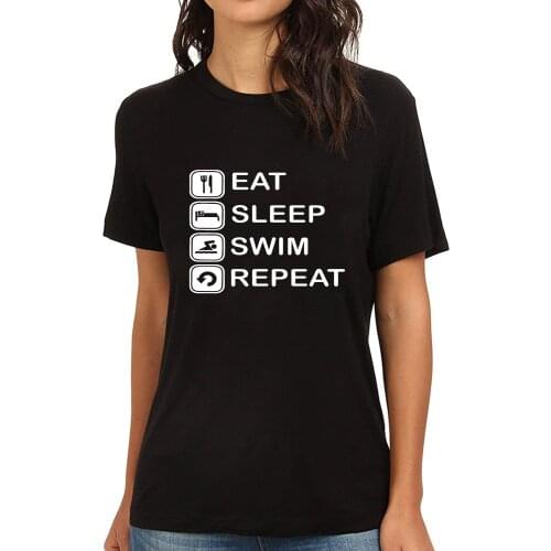 Lyprerazy Womens EAT SLEEP SWIM REPEAT Funny Printed T-Shirt