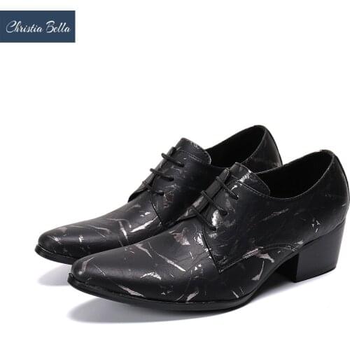 Christia Bella New Genuine Leather Man Oxford Shoes Pointed Toe Business Brogue Shoes Lace Up Men Dress Shoes Large Size 38-47