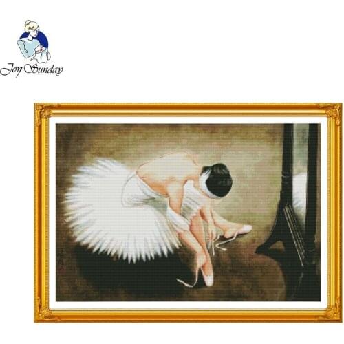 Joy Sunday Handmade Craft Needlework Painting Cotton Cross Stitch Embroidery Kit A ballerina Pattern Home Decor Cross Stitch Set