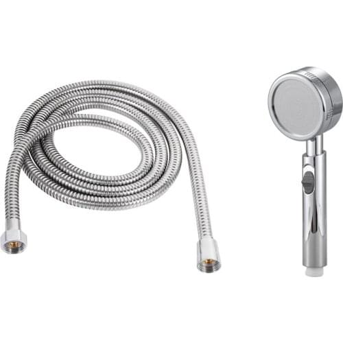 1 Pcs Super Low Water Pressure Boosting Shower Head & 1 Pcs 2M Long Stainless Steel Replace Handheld Shower Head Hose