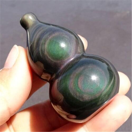 Natural Colored Eye Obsidian Fulu Gourd Pendant Jewelry Birthday Gift Safe Feng Shui
