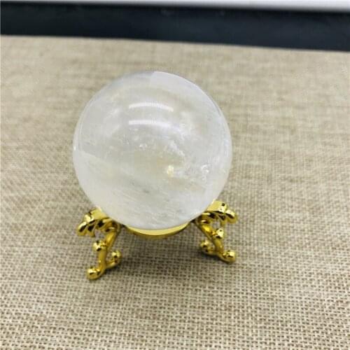 Natural crystal white transparent crystal ball, crystal ball healing gem home decor + bracket