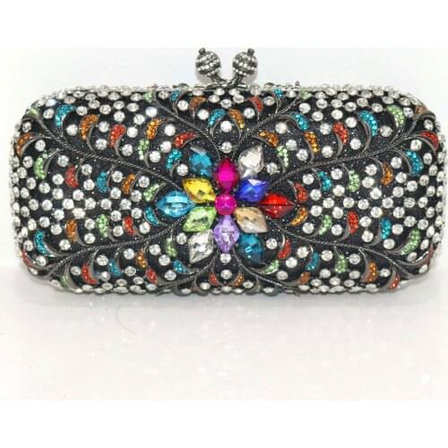 Latest Design Hollow Out Style Women Evening Bags Sequined Wedding Party Clutches Wild Small Crossbody Chain Shoulder Bag