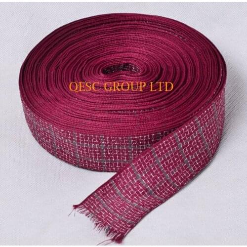 NEW 40MM Wine check cotton ribbon hemp ribbon Plaid ribbon for hair accessory fascinator HAT dress headband hat bag decorat