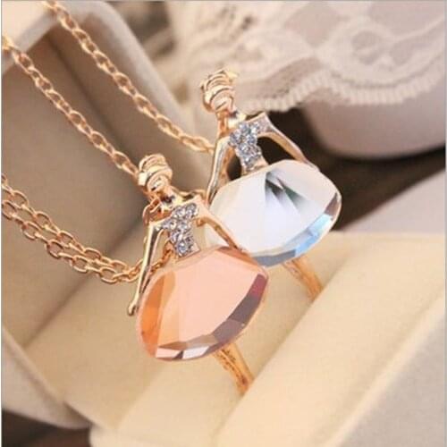 24pcs New Ladies Girls Fashion Ballet Girl Pendant Chic Choker Bib Crystal Chain Necklace Lovely Jewelry Party