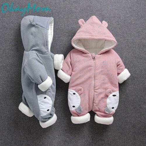 OkayMom Toddler Baby Winter Coats Clothes Newborn Thicken Warm Hooded Overalls Infant Boys Girls Snow Wear Jumpsuits Clothing