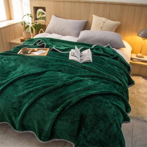 Plaids for Bed Soft Warm Blanket for Winter Green Color Thick Plaid on the Beds Single/Queen/King Size Bedspread on Bed