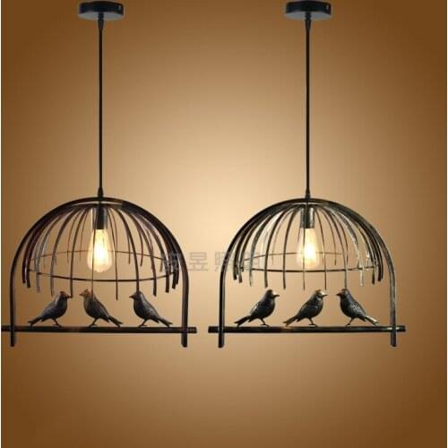 Retro Industrial E27 Pendant Lights Iron Bird Cage Aisle Lamps Nordic Modern Personality Living Room Pendant Lamps