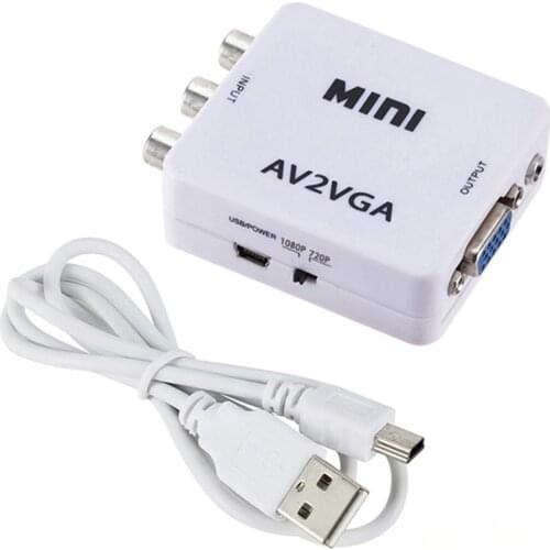 Mini HD AV2VGA Video Converter Conversor With 3.5mm Audio AV VGA Converter Video Convertor Box For PC to TV HD Computer to TV