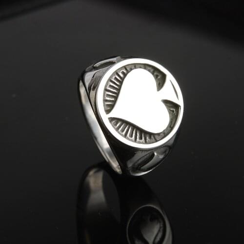 Retro Spades with Heart-shaped Creative 316L Stainless Steel Personality Punk Hip Hop Men and Women Party Ring Jewelry Drop Ship