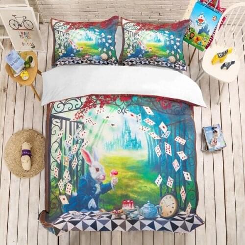 Cartoon Teen Bedding Collection 3D Rabbit Pumpkin Butterfly Mushroom Printing Bedroom Duvet Cover Double Queen King Bedding