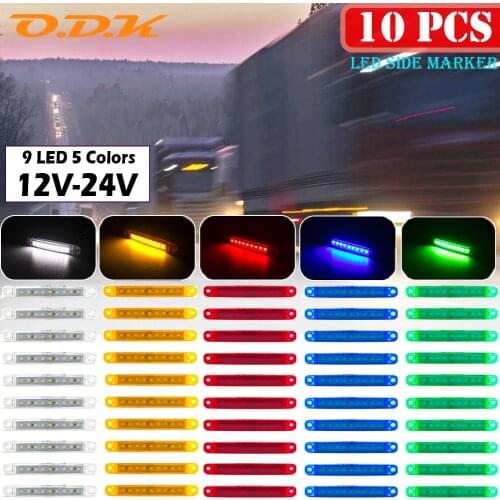 10x Signal Lamp 9 LED Light Oval Clearance Trailer Truck Lorry Caravan Orange White Red LED Side Marker Indicator Lamp 12V 24V