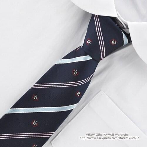Cute Girls Womens Japanese Uniform JK Neck Tie Classic Crown Navy Blue Lolita Tie Preppy Style Cosplay