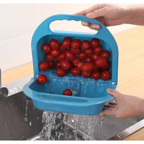 Foldable Sink Drain Basket Plastic Washing Vegetable Fruit Drain Storage Box Bowl Plate Drain Rack Shelf Kitchen Accessories