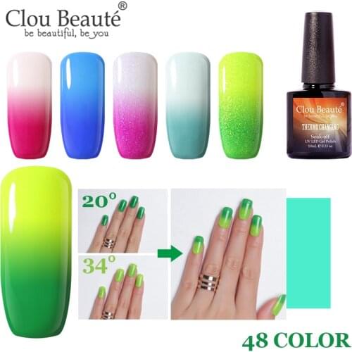 Clou Beaute 10 ML Thermo Change Art LED Soak Off UV Nail Gel Lacquer Gel Nail Polish Need Base and Top Coat Gel Lak Natural