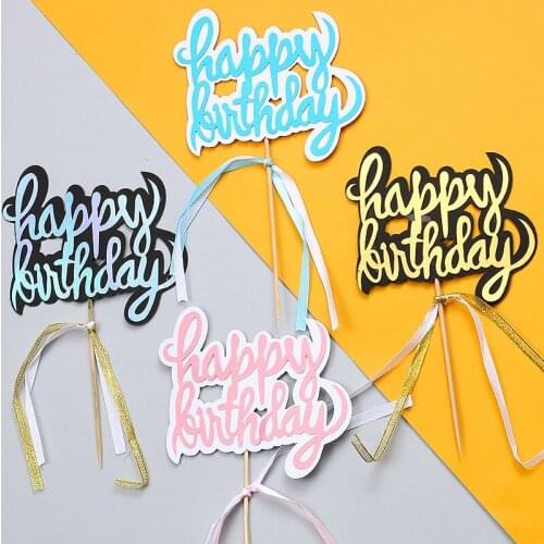 Party Supplies Birthday Party Supplies Cake Decoration Topper Wedding Cake Inserted Card Paper Cupcake " HAPPY BIRTHDAY " 1PC