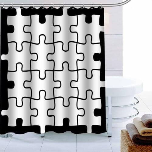 ShunQian Autism Puzzle Shower Curtain Polyester Fabric Bath Screens Curtains For Bathroom 3D Waterproof Bath Curtain Hook