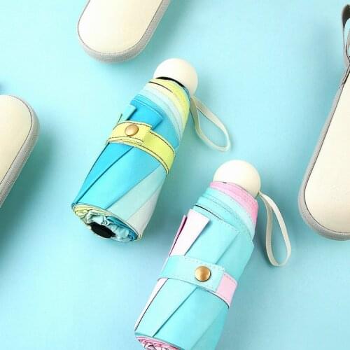 High Quality Mini Pocket Gradient Umbrellas Parasol Folding Men Umbrellas Rain For Womens UV Windproof Umbrella