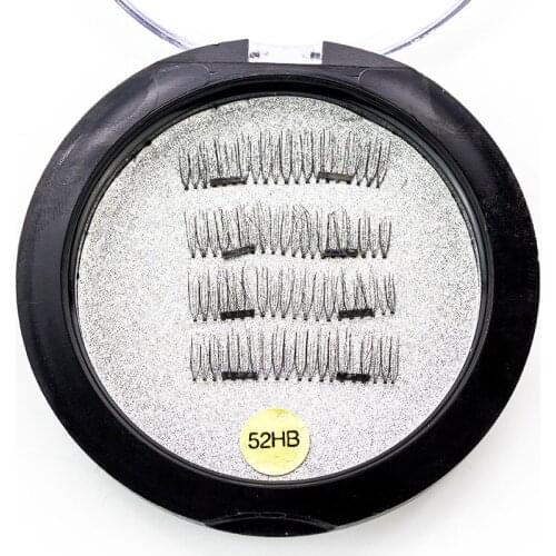 Xinleyong 2 Magnetic False Eyelashes Magnets Triple Natural Synthetic Soft Hair Magnet Handmade Eye Lashes